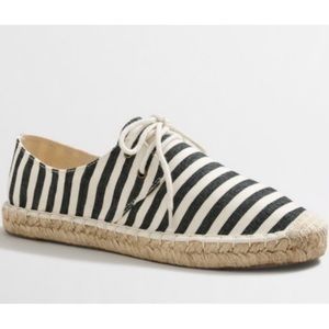 J.Crew Factory Navy Stripped Lace Up Espadrilles